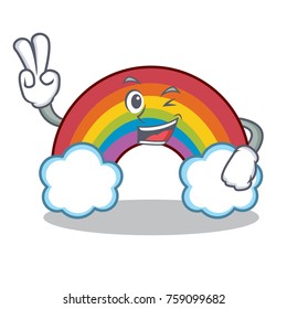 Two finger colorful rainbow character cartoon