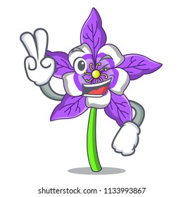 Two finger columbine flower character cartoon