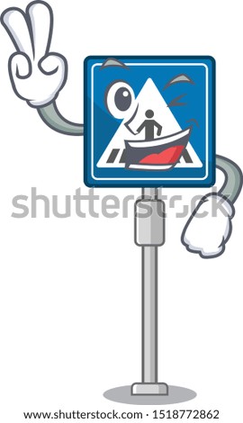 Two finger crosswalk sign isolated in the cartoon