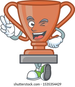 Two finger cup bronze trophy for win collection.