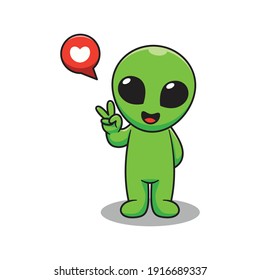 Two finger cute alien cartoon illustration