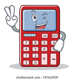 Two finger cute calculator character cartoon