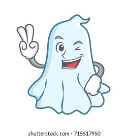 Two finger cute ghost character cartoon