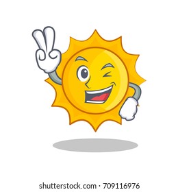 Two finger cute sun character cartoon