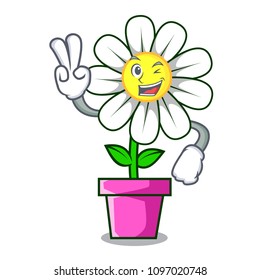 Two finger daisy flower character cartoon