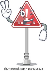 Two finger danger cartoon isolated in the character
