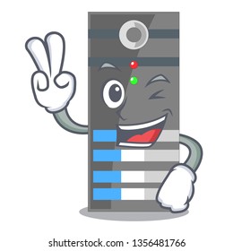 Two finger data server isolated in the character