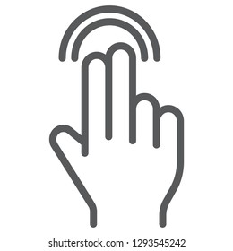 Two finger double tap line icon, gesture and hand, touch sign, vector graphics, a linear pattern on a white background, eps 10.