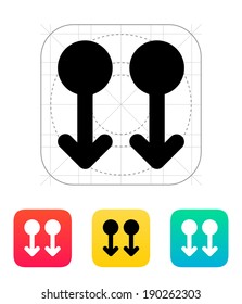 Two Finger drag down gesture abstract icon. Vector illustration.
