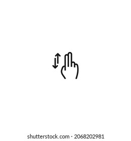 two finger drag up and down hand gesture black icon, isolated white background