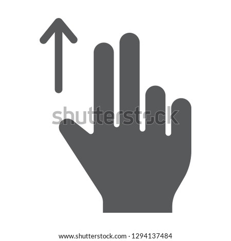 Two finger drag up glyph icon, gesture and hand, flick sign, vector graphics, a solid pattern on a white background, eps 10.