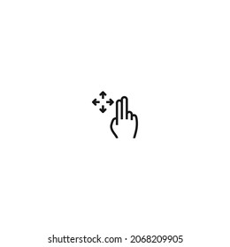 two finger drag hand gesture black icon, isolated white background