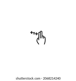 two finger drag left and right hand gesture black icon, isolated white background