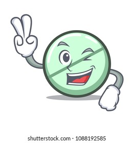 Two finger drug tablet character cartoon