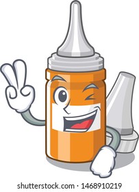 Two finger ear drops in the cartoon shape