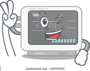 Two finger ecg machine stuck the cartoon wall