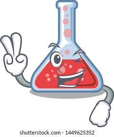 Two finger erlenmeyer flask in the character shape