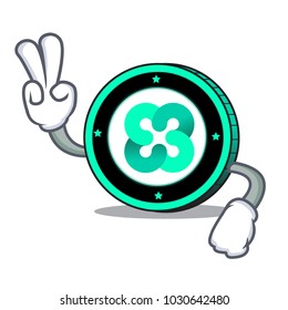 Two finger Ethos coin character cartoon