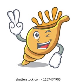 Two finger exotic shell character cartoon
