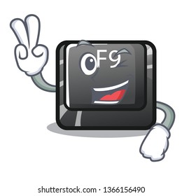 Two finger F9 button installed on cartoon keyboard
