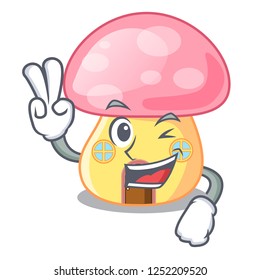 Two finger fairy House mushroom on a cartoon