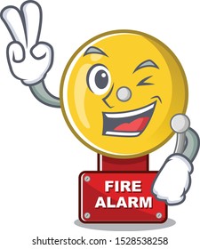 Two finger fire alarm isolated with the mascot