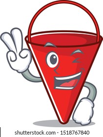 Two finger fire bucket isolated with the cartoon