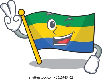 Two finger flag gabon flown on mascot pole