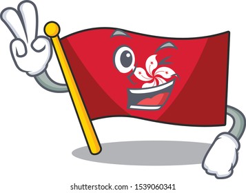 Two finger flag hongkong clings to mascot wall