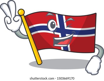 Two finger flag norway isolated in the mascot
