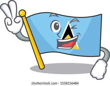 two finger flag saint lucia with character shape