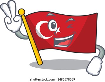 Two finger flag turkey isolated in the cartoon