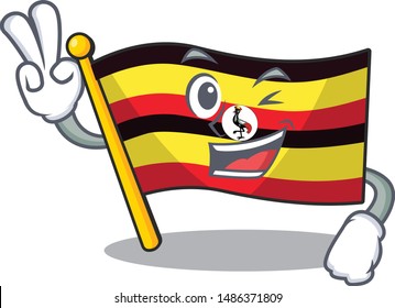 Two finger flag uganda in the mascot shape