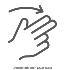 Two finger flick right line icon, gesture and hand, swipe sign, vector graphics, a linear pattern on a white background, eps 10.