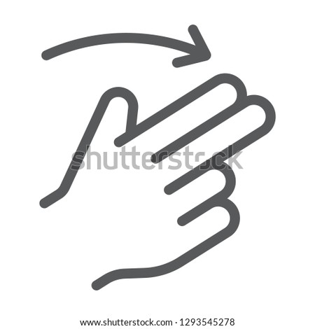 Two finger flick right line icon, gesture and hand, swipe sign, vector graphics, a linear pattern on a white background, eps 10.