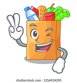 Two finger food pouch bags isolated on mascot