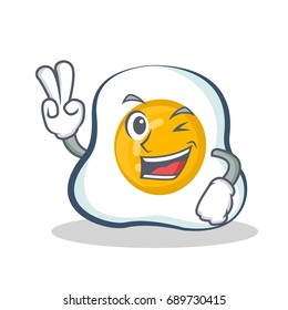 Two finger fried egg character cartoon
