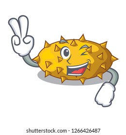 Two finger fruit Kiwano the isolated on mascot