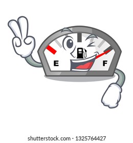 Two finger gasoline indicator isolated with in cartoon