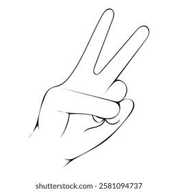 Two Finger Gesture Black Outline Sketch