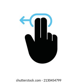 Two Finger Gesture Swipe To Left, Vector, Illustration.