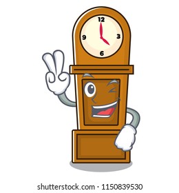 Two finger grandfather clock character cartoon