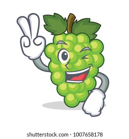 Two finger green grapes character cartoon