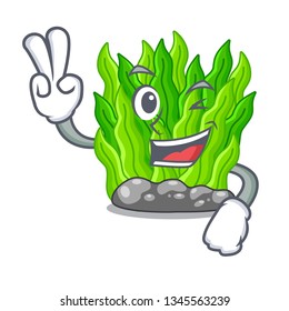 Two finger green seaweed isolated with the character