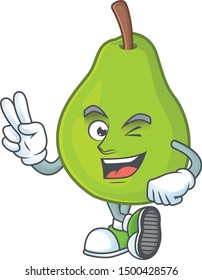 Two finger guava fresh shape cartoon with mascot