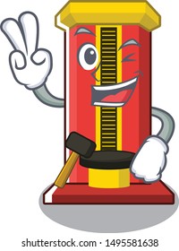 Two finger hammer game machine in the cartoon
