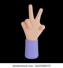 Gesto de dos dedos de la mano 3D