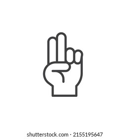 Two Finger hand gesture line icon. linear style sign for mobile concept and web design. Two finger up outline vector icon. Symbol, logo illustration. Vector graphics