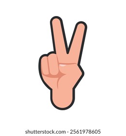 two finger hand gesture in outline flat vector design.