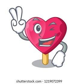 Two finger heart character ice cream on candy